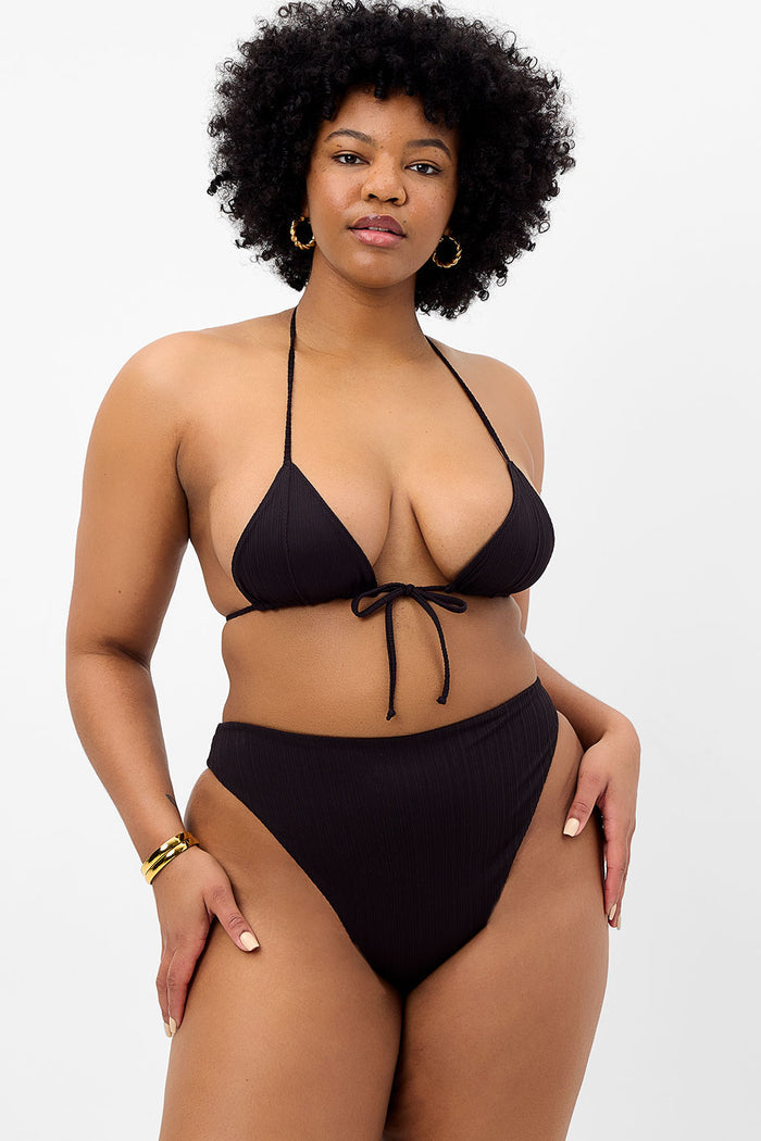 anne black plisse rib high waist bottom XL