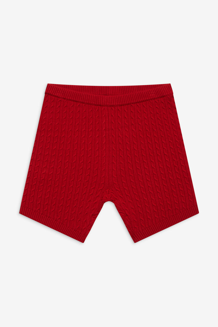 Ariel cable knit shorts red heartstrings