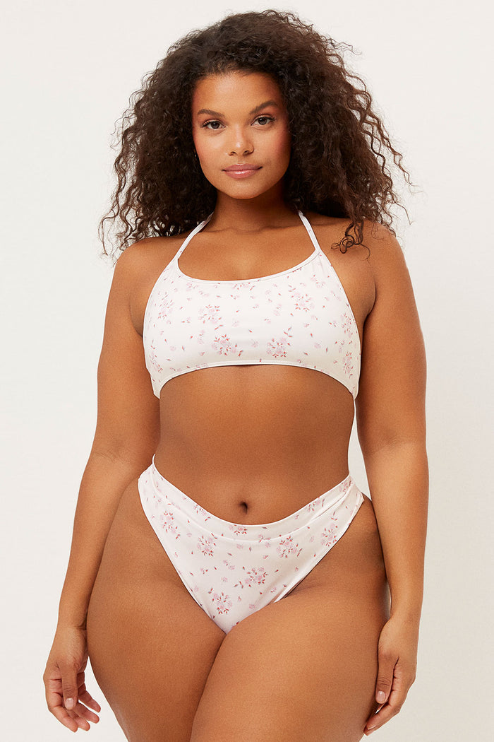 Bea Sweet Rose Floral Halter Tie Top