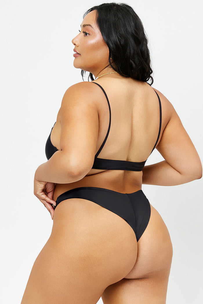 Benji Black Satin Underwire Bikini Top Extended