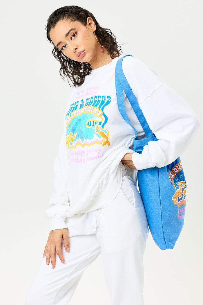 Bennie White Surfrider Print Crewneck