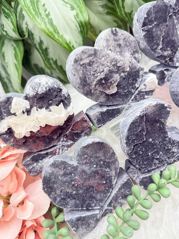Black Chalcedony Hearts