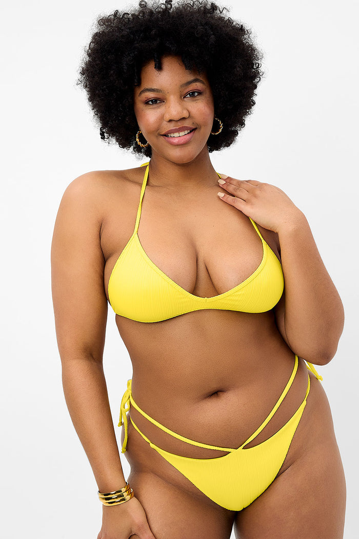 Boardwalk Plissé String Bikini Top Pina Colada XL