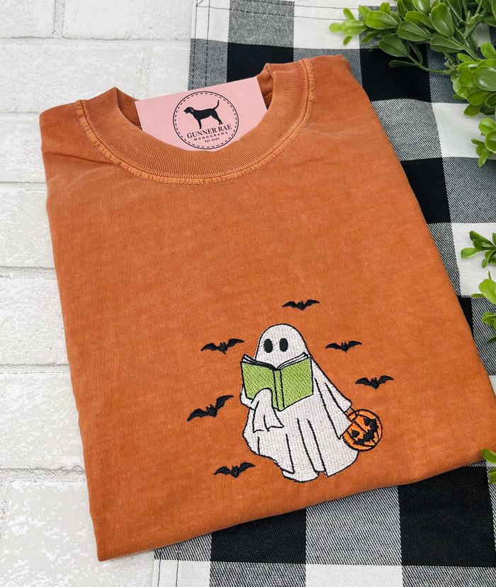 BOOK GHOST Embroidered T-shirt or Sweatshirt