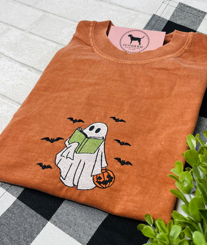 BOOK GHOST Embroidered T-shirt or Sweatshirt