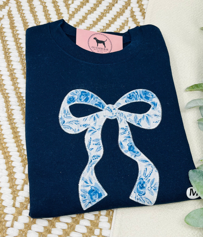 BOW Applique Embroidered T-shirt or Sweatshirt