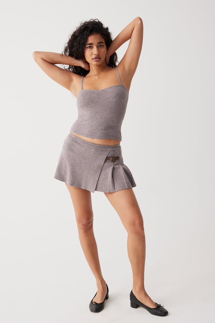 Carver cloud knit pleated skort dark pearl