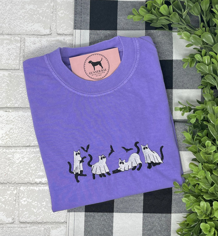 CAT GHOSTS Embroidered T-shirt or Sweatshirt