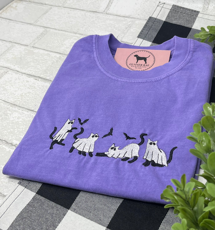 CAT GHOSTS Embroidered T-shirt or Sweatshirt