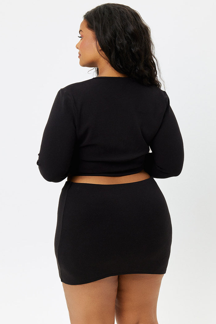 Cheri Black Terry Crop Cardigan Extended