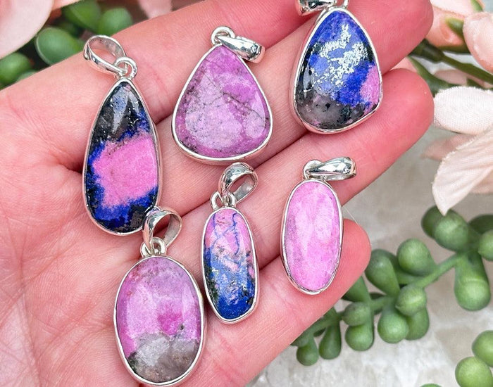 cobalto-calcite-azurite-pendants