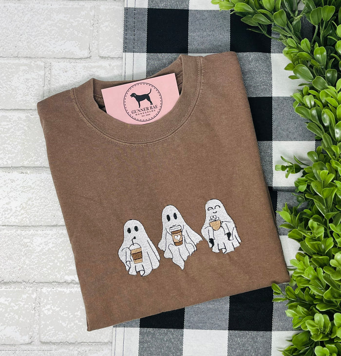 COFFEE GHOST TRIO Embroidered T-shirt or Sweatshirt