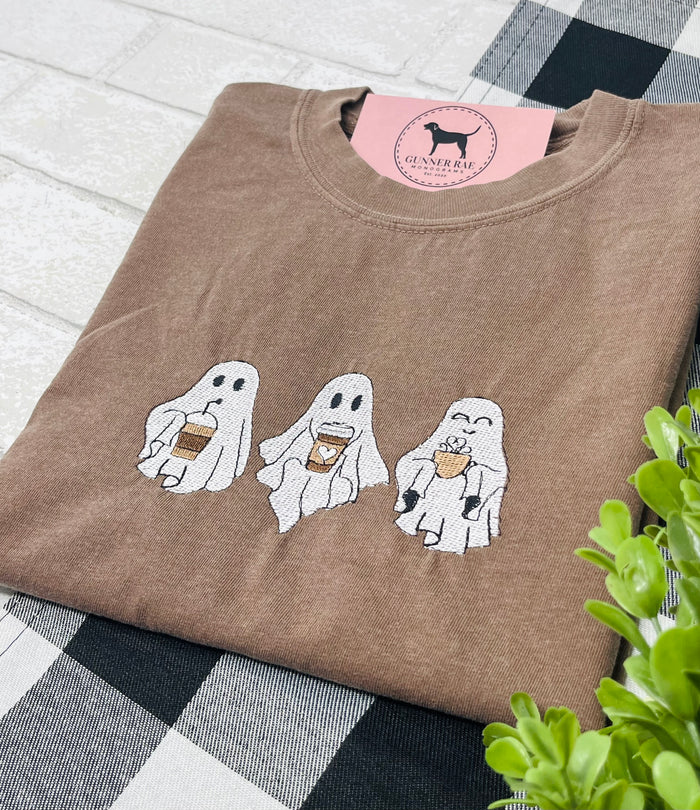 COFFEE GHOST TRIO Embroidered T-shirt or Sweatshirt