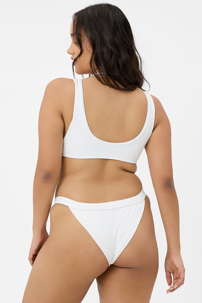 Cole Ribbed Cheeky Bikini Bottom White Extended