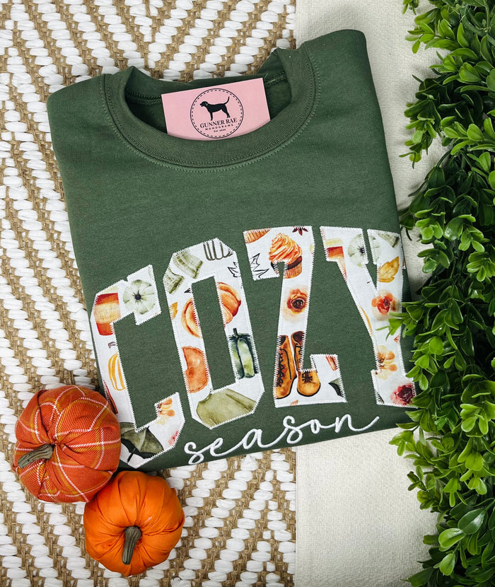 COZY SEASON Applique Embroidered T-shirt or Sweatshirt