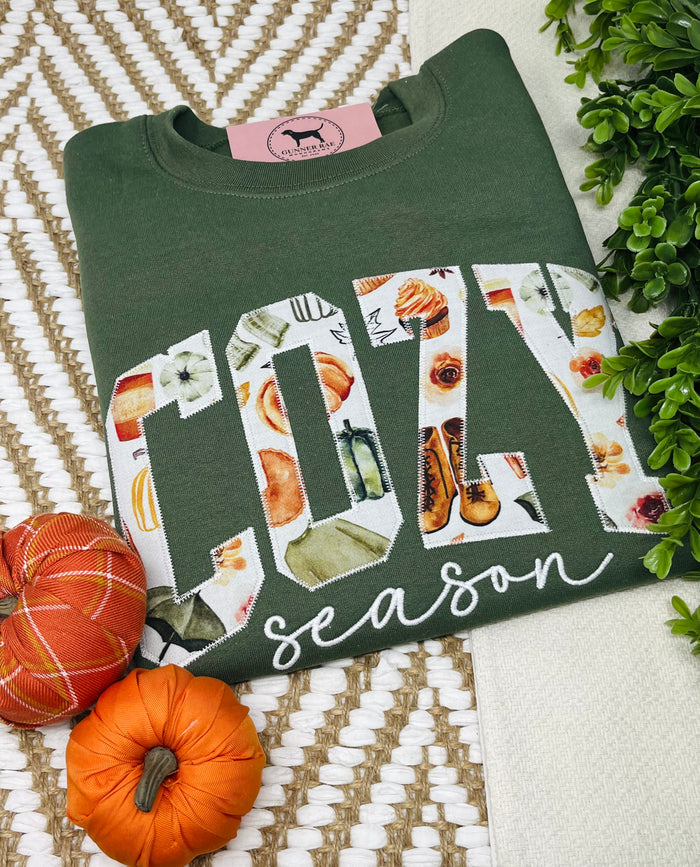 COZY SEASON Applique Embroidered T-shirt or Sweatshirt