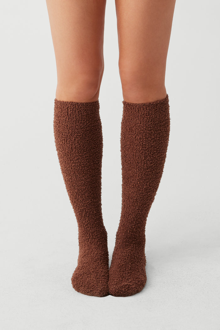 Cuddle fuzzy high socks chocolate lily