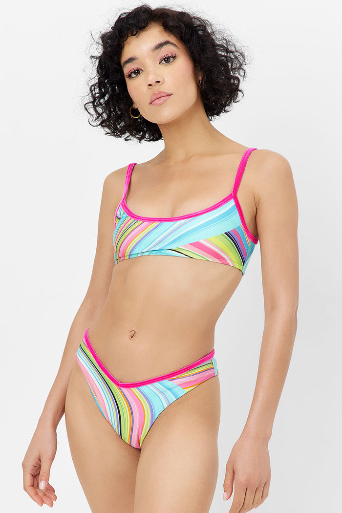 Dallas Shine Bralette Bikini Top Rainbow Swirl