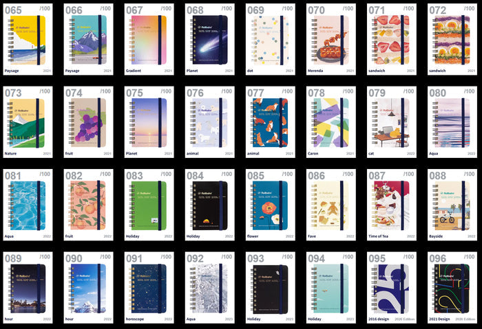 Mini memo blind box assortment display with assorted cover designs in numbered grid