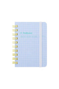 DELFONICS light blue grid pocket memo notebook with spiral binding and elastic closure