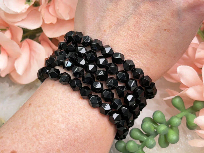 Diamond Cut Obsidian Bracelet
