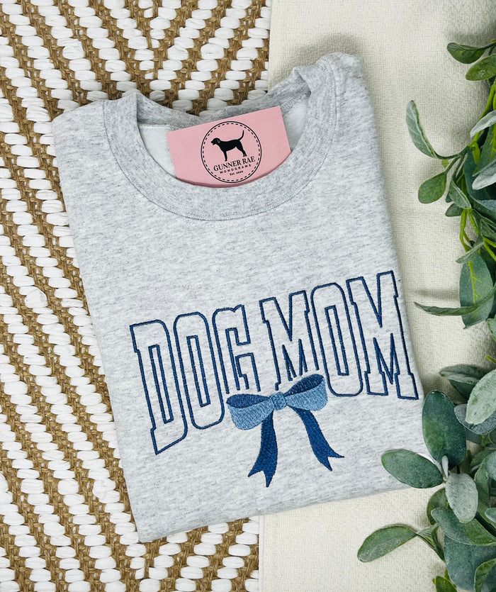 DOG MOM BOW Embroidered T-shirt or Sweatshirt