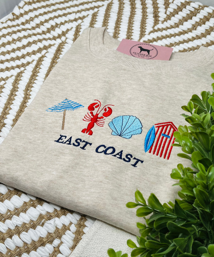 East Coast Embroidered T-shirt or Sweatshirt