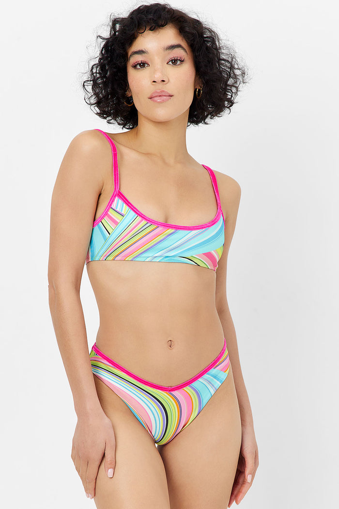 Enzo Shine Cheeky Bikini Bottom Rainbow Swirl