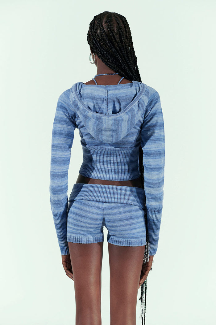 Estelle Lightweight Cloud Knit Mini Short Sonoma Stripe Blue