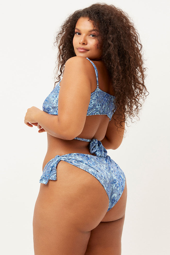Falcon Blue Paisley Shine String Cheeky Bottom