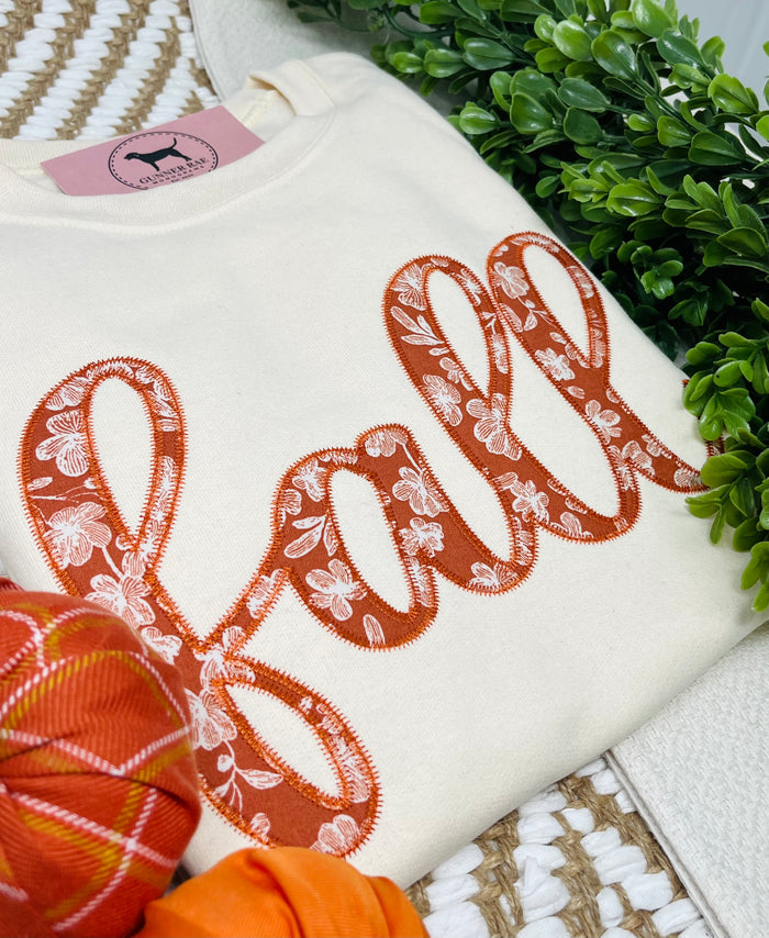 FALL FLORAL Applique Embroidered T-shirt or Sweatshirt