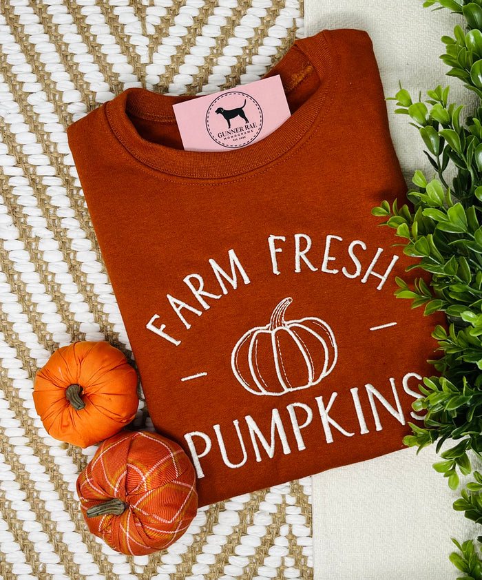 FARM FRESH PUMPKINS Embroidered T-shirt or Sweatshirt