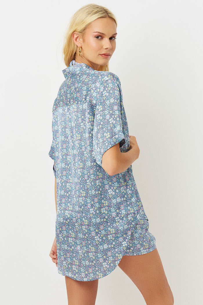 fifi silk springtime floral button up shirt