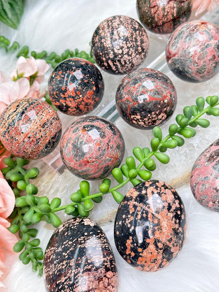 Fire Calcite Spheres & Palms