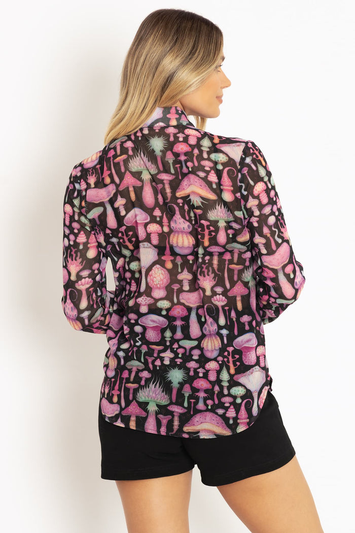 Fungirl Black Long Sleeve Cute As A Button Shirt