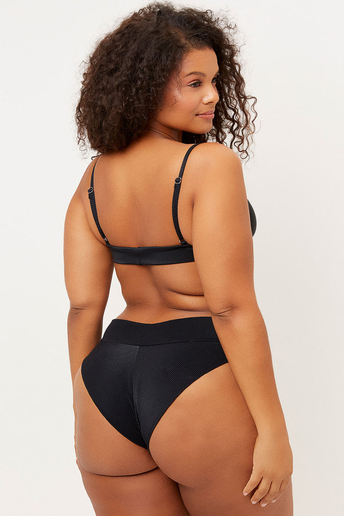 Frankies Bikinis Gavin Black Ribbed Bralette Top