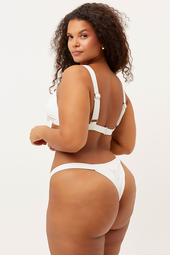 Frankies Bikinis Georgia White V shape Ribbed Skimpy Bottom