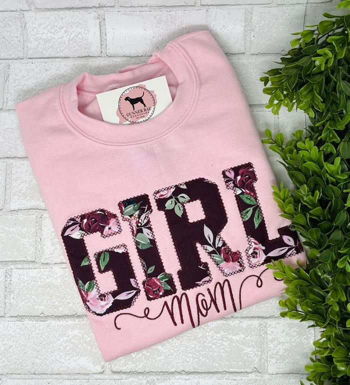 GIRL MOM Applique Embroidered T-shirt or Sweatshirt