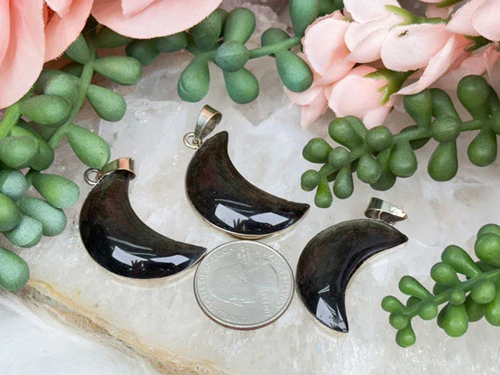 Gold Obsidian Moon Pendant