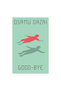 Good-Bye graphic poster with pixel text and red and gray fish silhouettes