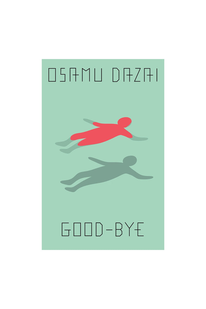 Good-Bye graphic poster with pixel text and red and gray fish silhouettes