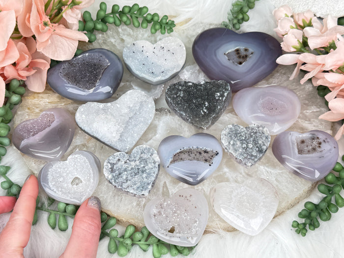 Gray Agate Hearts