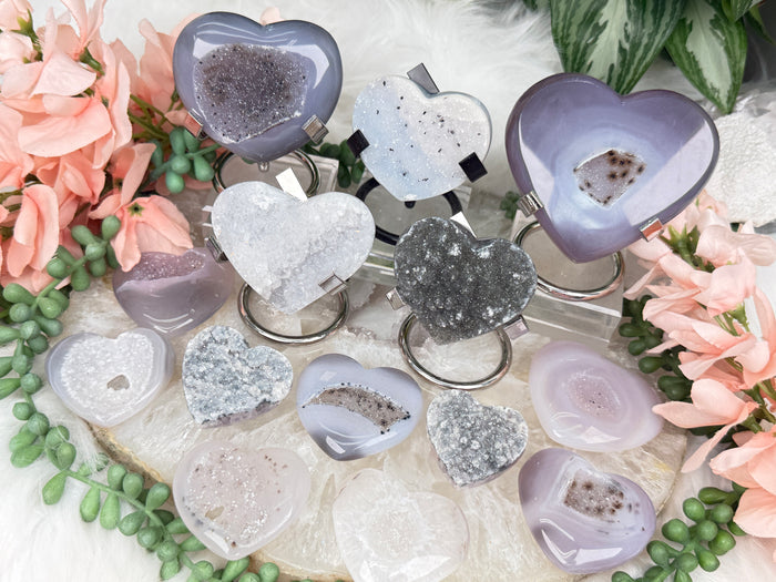 Gray Agate Hearts