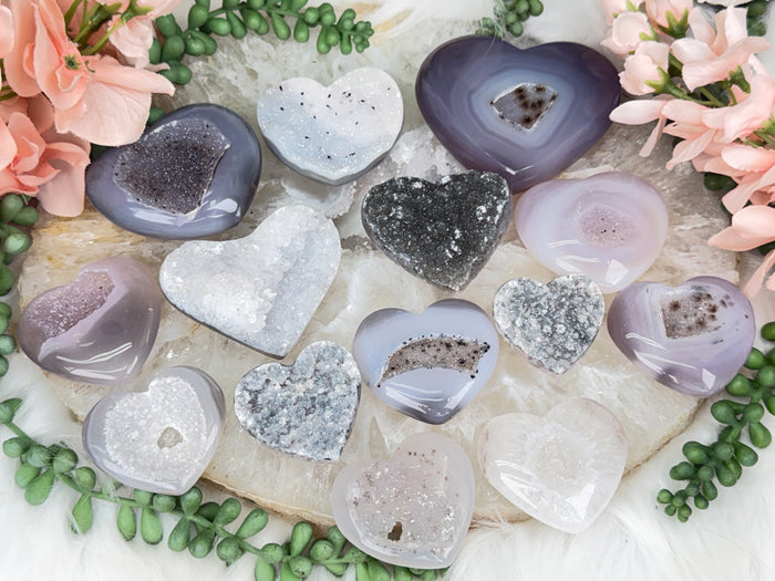 Gray Agate Hearts