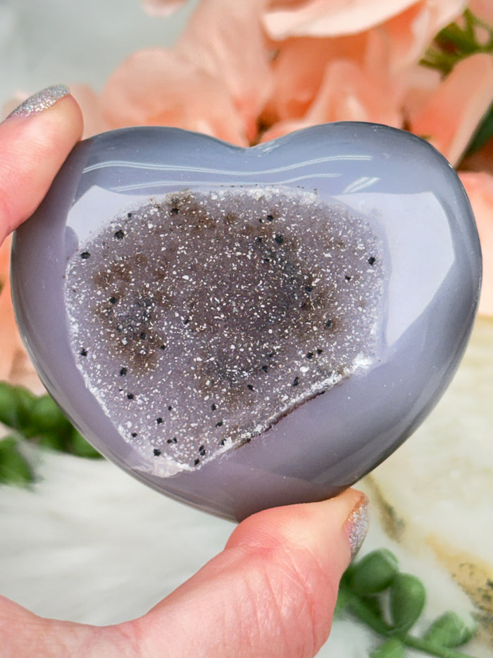Gray Agate Hearts