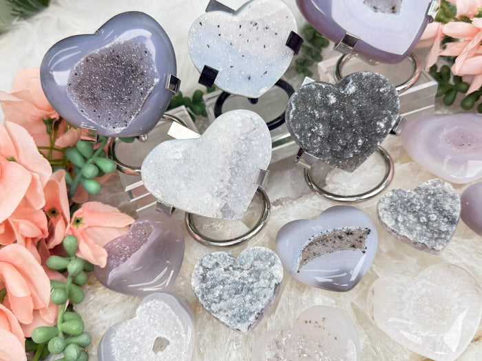 Gray Agate Hearts