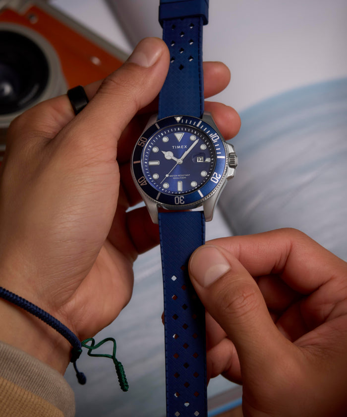 TW2Y05000 Harborside Coast 44mm Synthetic Rubber Strap Watch Alt Wrist Shot 2 Image