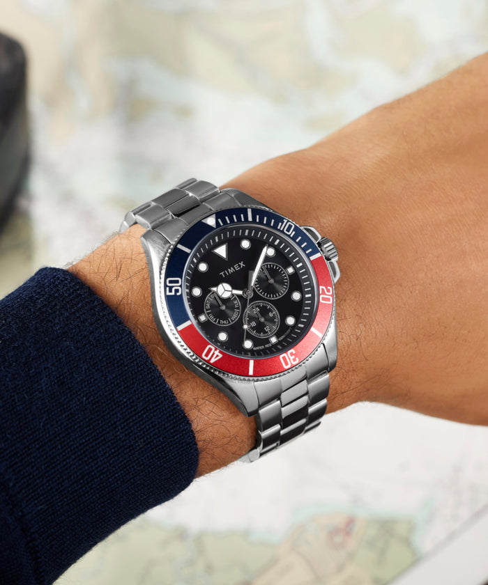 TW2Y33300 Harborside Coast Multifunction 43mm Stainless Steel Bracelet Watch Primary Wrist Image
