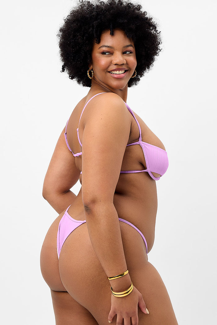 Harmony Plissé Thong Bikini Bottom Wisteria Extended