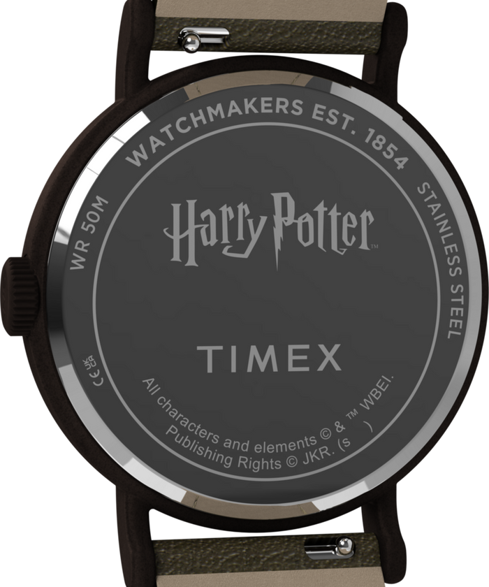 TW2Y77000 Harry Potter x Timex Weekender Sorting Hat 37mm Leather Strap Watch Caseback Image